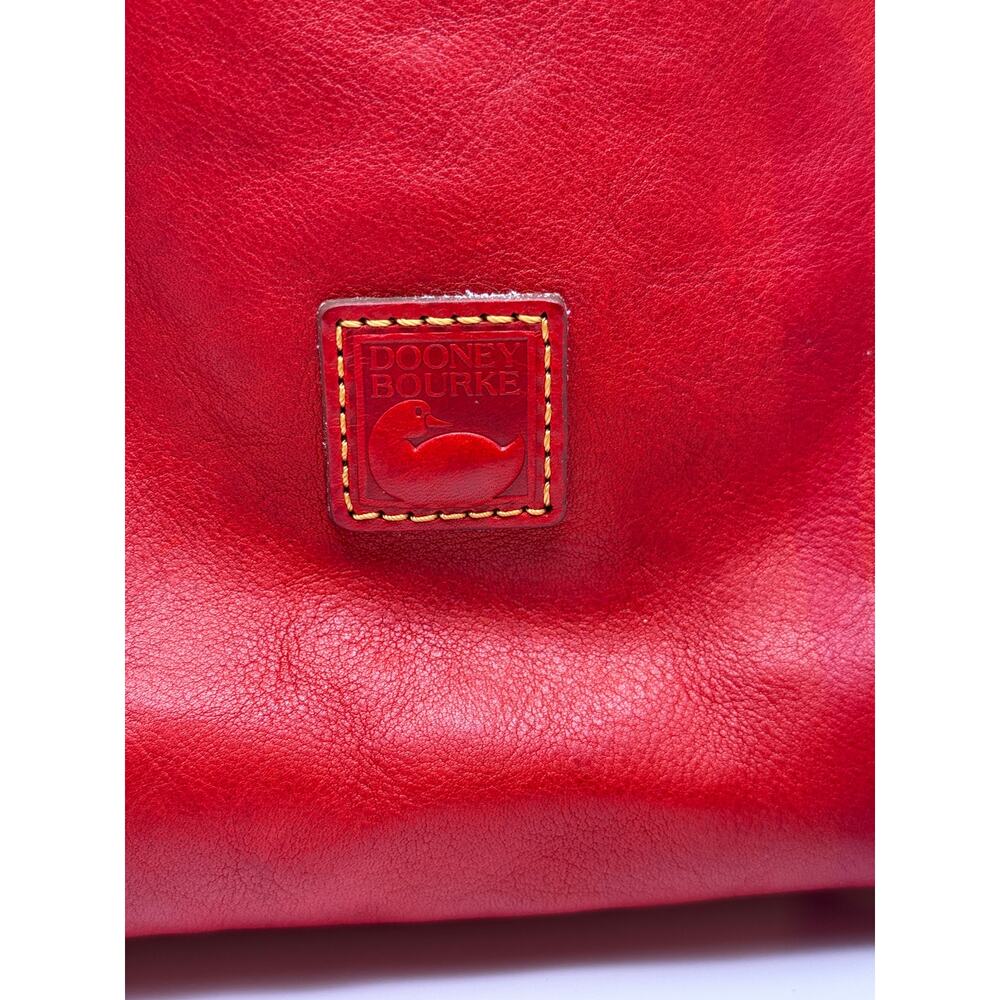 Dooney & Bourke Florentine satchel red Italian leather brushed brass hardware - Picture 3 of 12